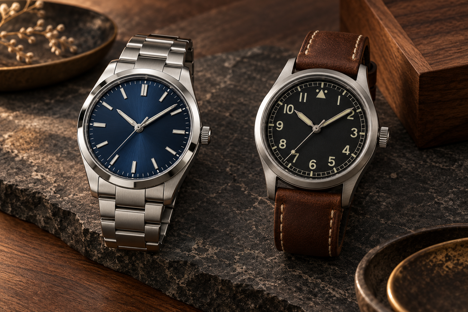 Two respected approaches to watchmaking: modern everyday efficiency and mechanical heritage.